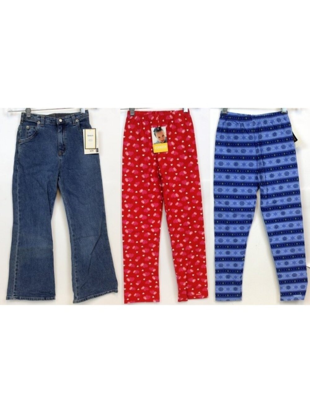 3 Pairs NEW OshKosh Jeans Leggings sz 6 Snowflakes Hearts Glitter Denim